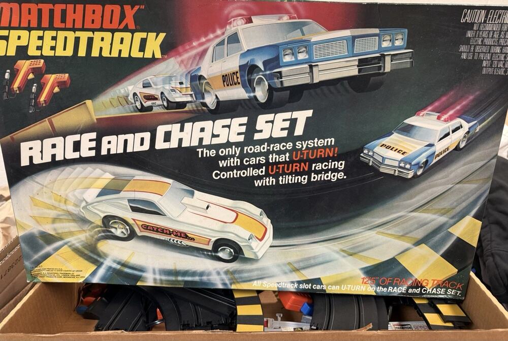 VTG 1978 Matchbox Speed Tracks Race & Chase Set With Three Cars Tested